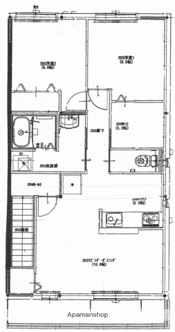 フェリス B棟(2LDK/2階)の間取り写真