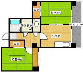 山陽グランドハイツ(2DK/4階)の間取り写真