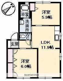 エム アール イー E棟(2LDK/1階)の間取り写真