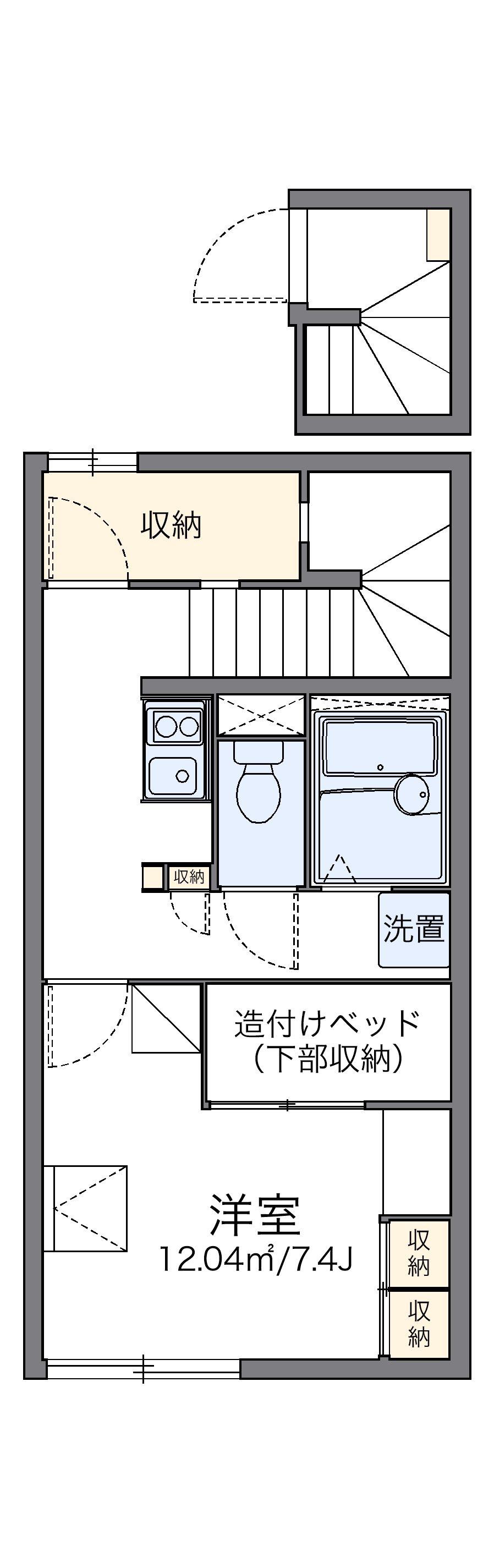 レオパレスエスターテベント(1K/2階)の間取り写真