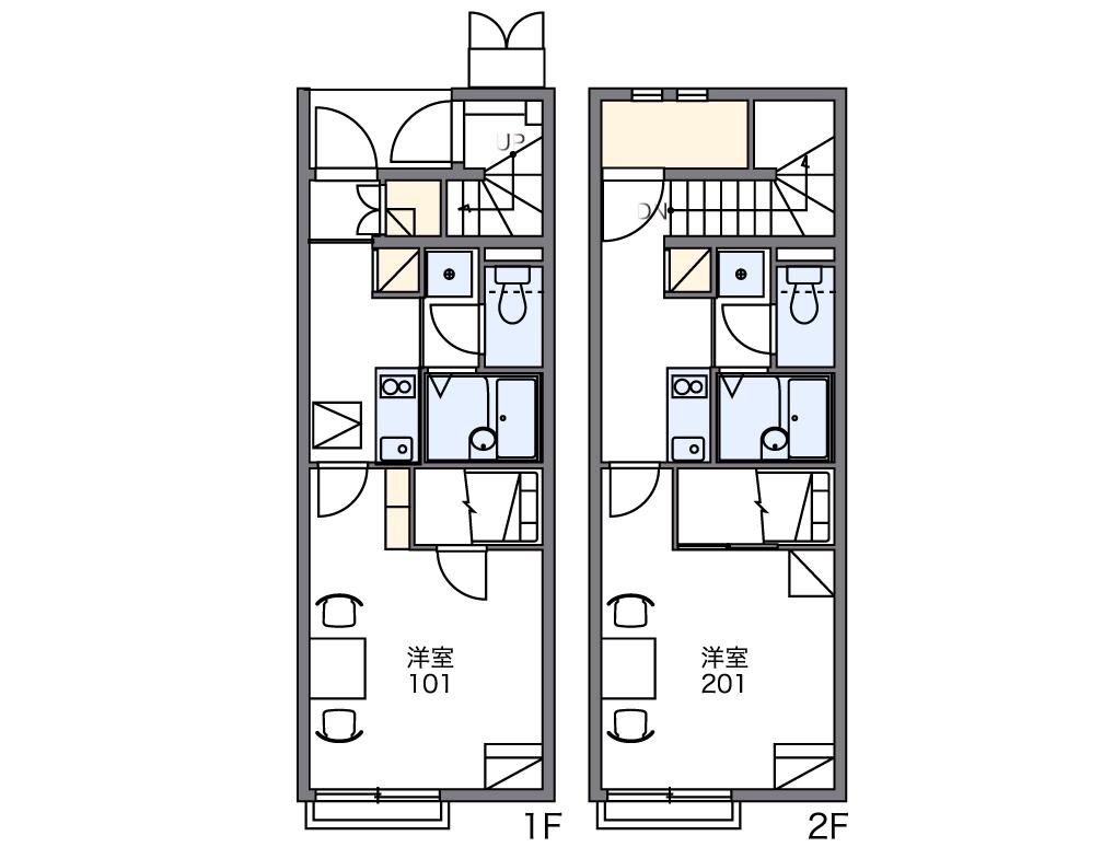 レオネクストヴィクトワール山手(1K/2階)の間取り写真