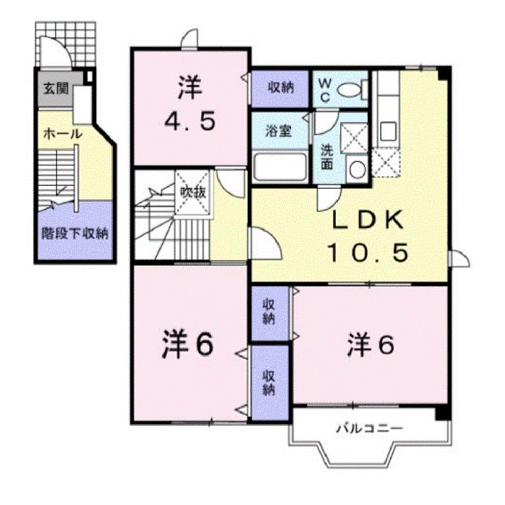 クレストール来山A(3LDK/2階)の間取り写真