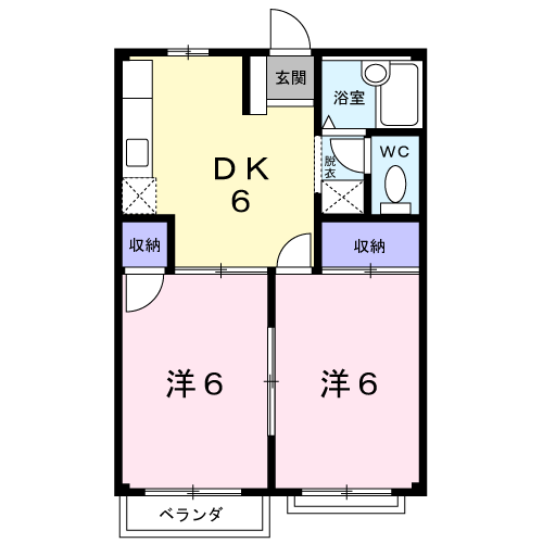 サンラビアン川口B(2DK/2階)の間取り写真