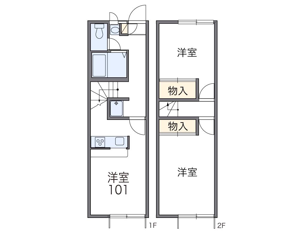 レオパレスAURORA(2DK/1階)の間取り写真