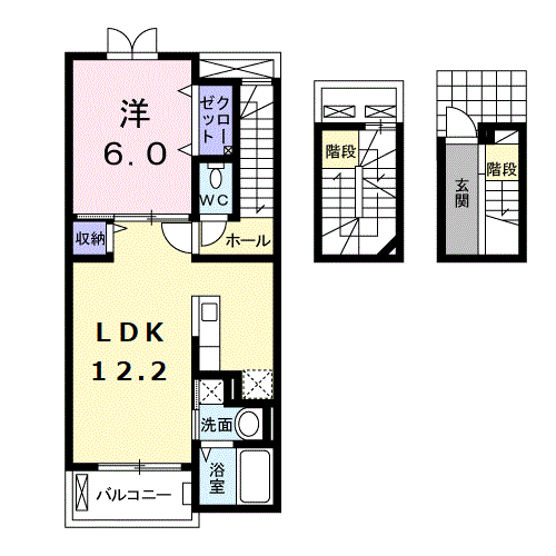サニー・ハイフラット(1LDK/3階)の間取り写真