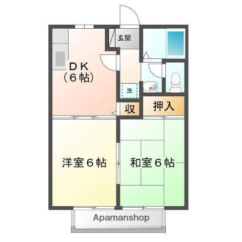 ビーライン泉B(2DK/1階)の間取り写真