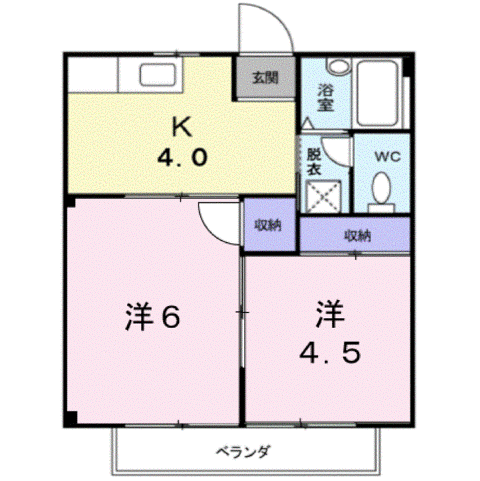 シティハイツ藤井(2K/2階)の間取り写真