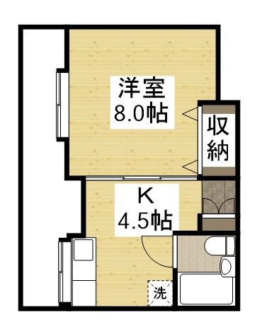藤ハイツ(1DK/2階)の間取り写真