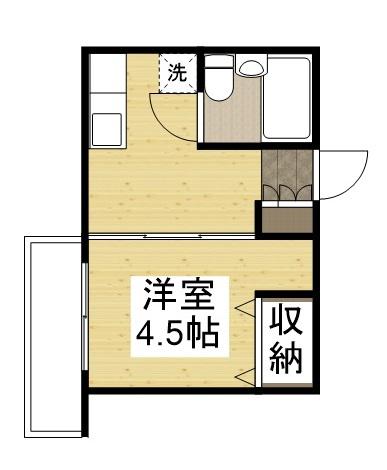 藤ハイツ(1DK/2階)の間取り写真