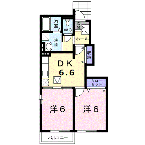 ヴィラマルガリーダ(2DK/1階)の間取り写真