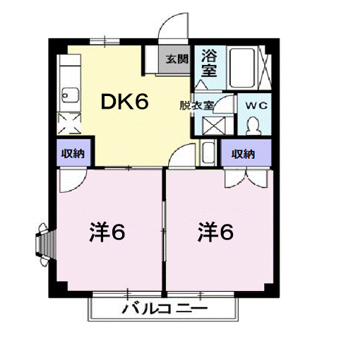 シティハイツエレガントD(2DK/2階)の間取り写真