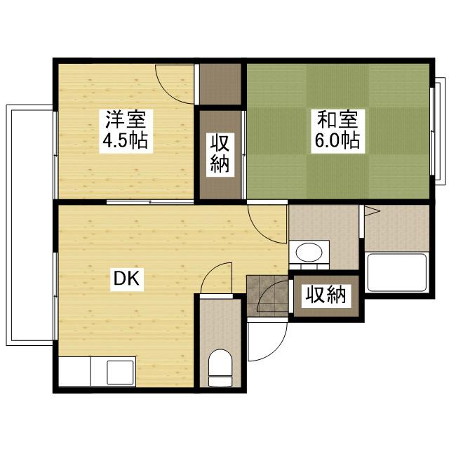 アーバンやましげB(2DK/1階)の間取り写真