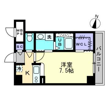 ミスト・イヨウ(1K/4階)の間取り写真