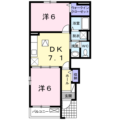 ライツシュティルA(2DK/1階)の間取り写真