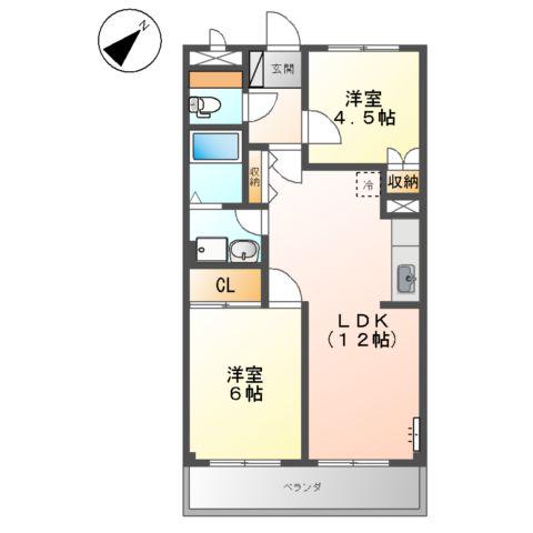 エルトハイムS(2LDK/1階)の間取り写真