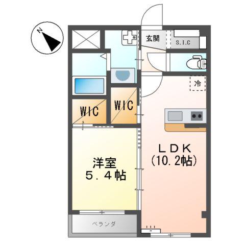 ロングロング東川口(1LDK/2階)の間取り写真
