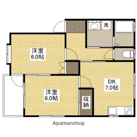 エトワール弓井C(2DK/2階)の間取り写真