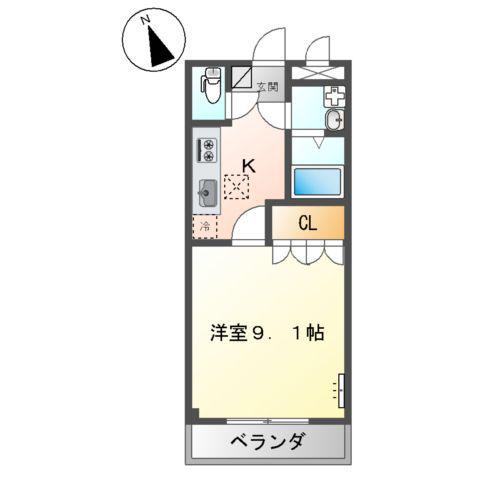 ソレイユ曙(1K/1階)の間取り写真