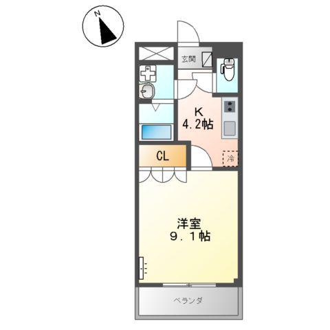 ソレイユ曙(1K/2階)の間取り写真