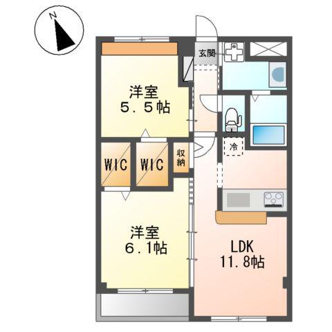 グランコスモA(2LDK/1階)の間取り写真