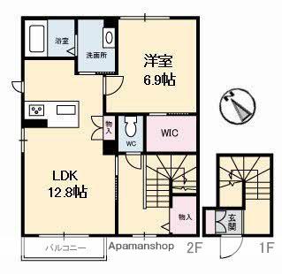 ルミナスキタヤマⅡ(1LDK/2階)の間取り写真