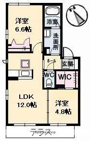 フェザンレーヴ B棟(2LDK/1階)の間取り写真