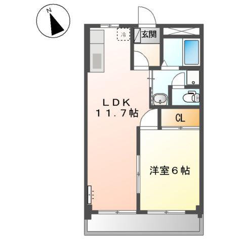 アクロス7122(1LDK/1階)の間取り写真