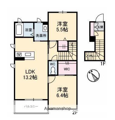 エスペランサ津之郷(2LDK/2階)の間取り写真