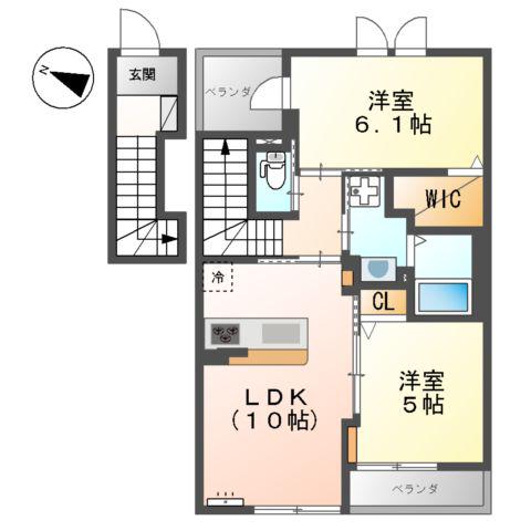 シュエット(2LDK/2階)の間取り写真