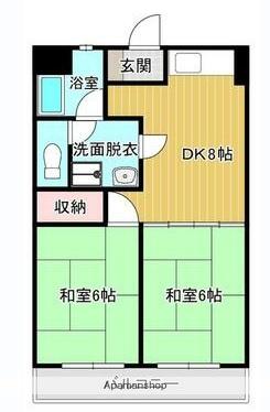 ミカドハイツ(2DK/2階)の間取り写真