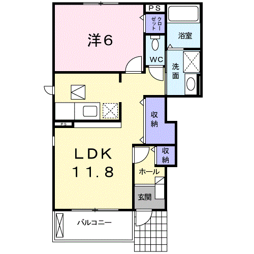 メゾン シャルマンB(1LDK/1階)の間取り写真