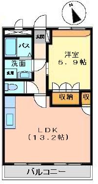 ル・ボヌール(1LDK/2階)の間取り写真