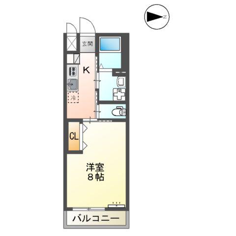 山陽本線 東福山駅 徒歩20分 2階建 築7年(1K/2階)の間取り写真