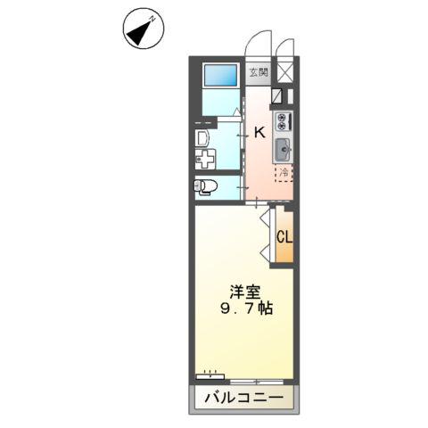 シェルト(1K/2階)の間取り写真