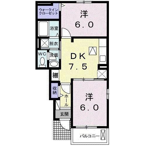 フォレストリー駅家B(2DK/1階)の間取り写真