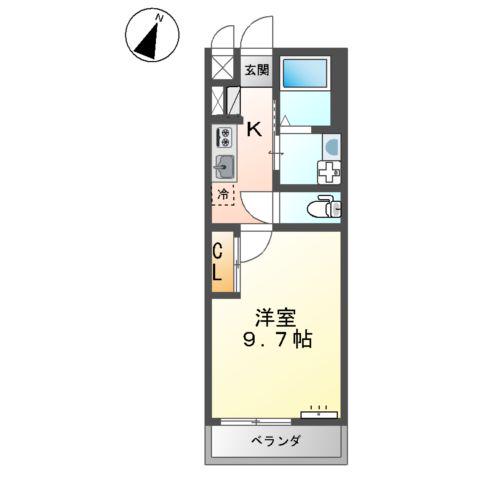 山陽本線 東福山駅 徒歩17分 2階建 築6年(1K/2階)の間取り写真