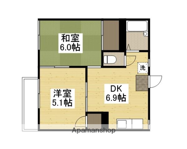 淀川ハイツ(2DK/2階)の間取り写真