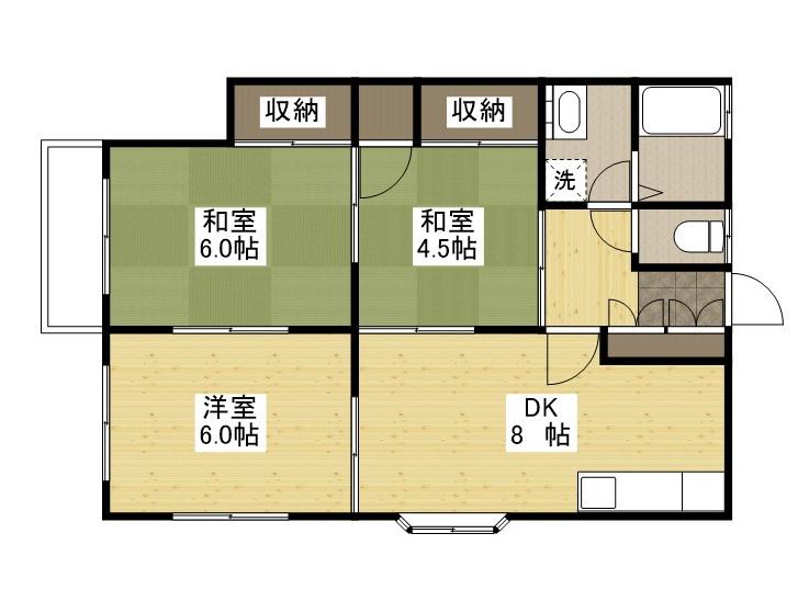 山口アパート(3DK/2階)の間取り写真