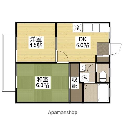 レジデンス白鳥 A(2DK/2階)の間取り写真