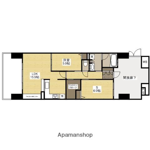 ザ・ステーションタワー福山(1SLDK/2階)の間取り写真
