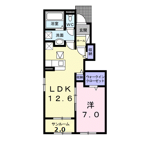 HAKUTO A(1LDK/1階)の間取り写真
