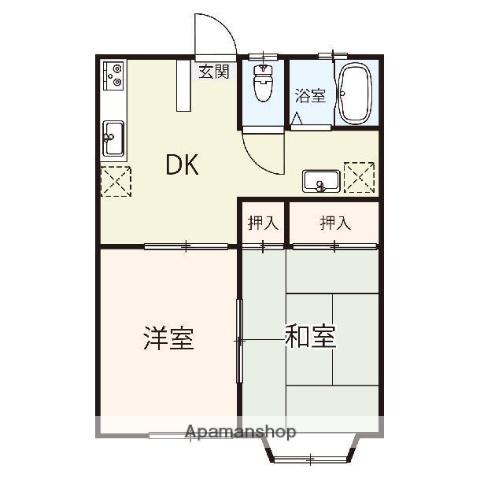 ポルテ川口 B(2DK/2階)の間取り写真