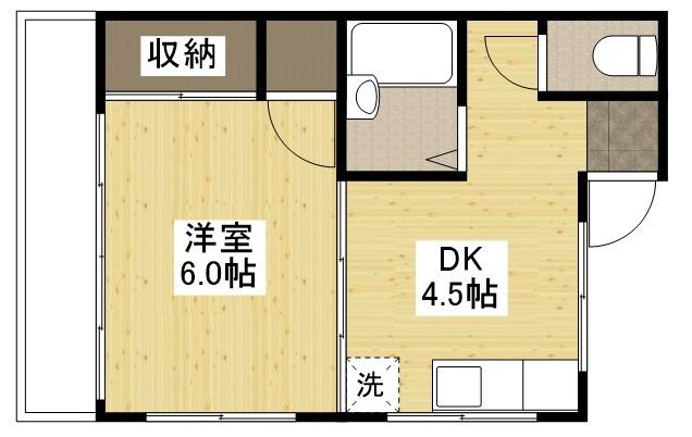 入船マンション(1DK/4階)の間取り写真