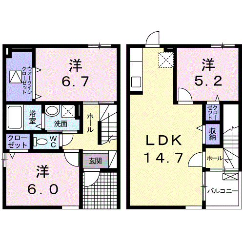 マナ・ボーテ(3LDK/1階)の間取り写真