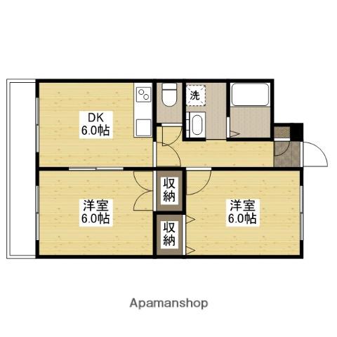 サンハーモニー・キッタカ(2DK/1階)の間取り写真