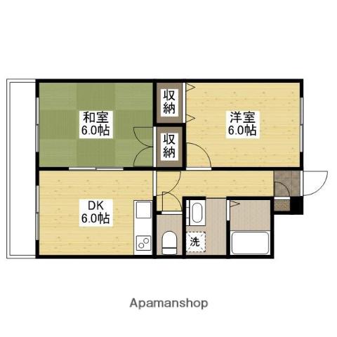 サンハーモニー・キッタカ(2DK/3階)の間取り写真