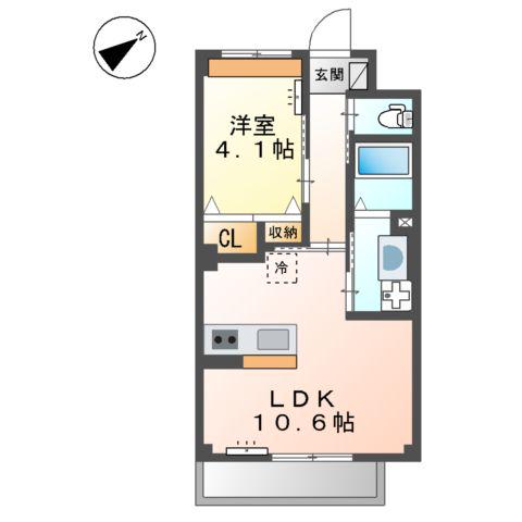 カーサフィオーレ(1LDK/3階)の間取り写真