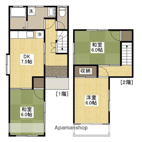 山陽本線 東福山駅 徒歩14分 2階建 築31年(3DK)の間取り写真