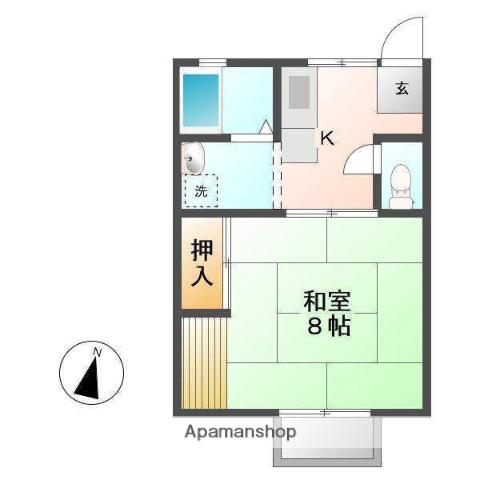 ハイマート北(1K/2階)の間取り写真