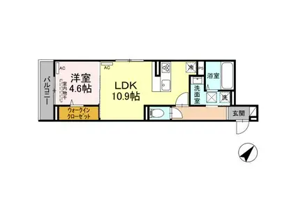 D-RESIDENCE多治米N(1LDK/1階)の間取り写真